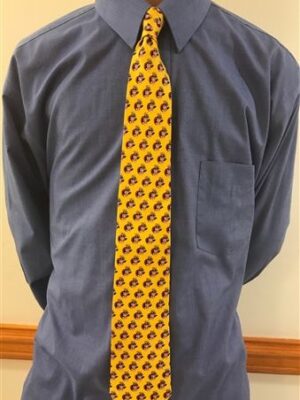 Gold Wet Dyed Tie w/ Caped Crusader
