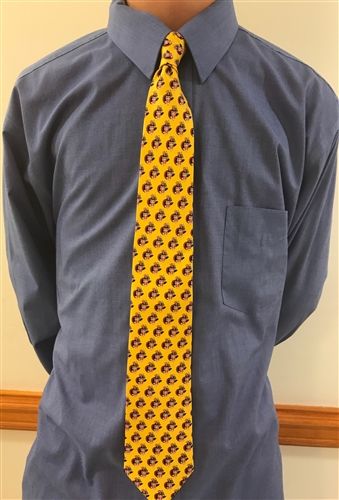 Gold Wet Dyed Tie w/ Caped Crusader